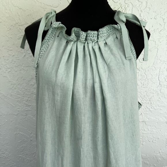 New Ulla Johnson Corianne Dress Linen Tiered Cerulean NWT Womens 14 - Picture 2 of 8